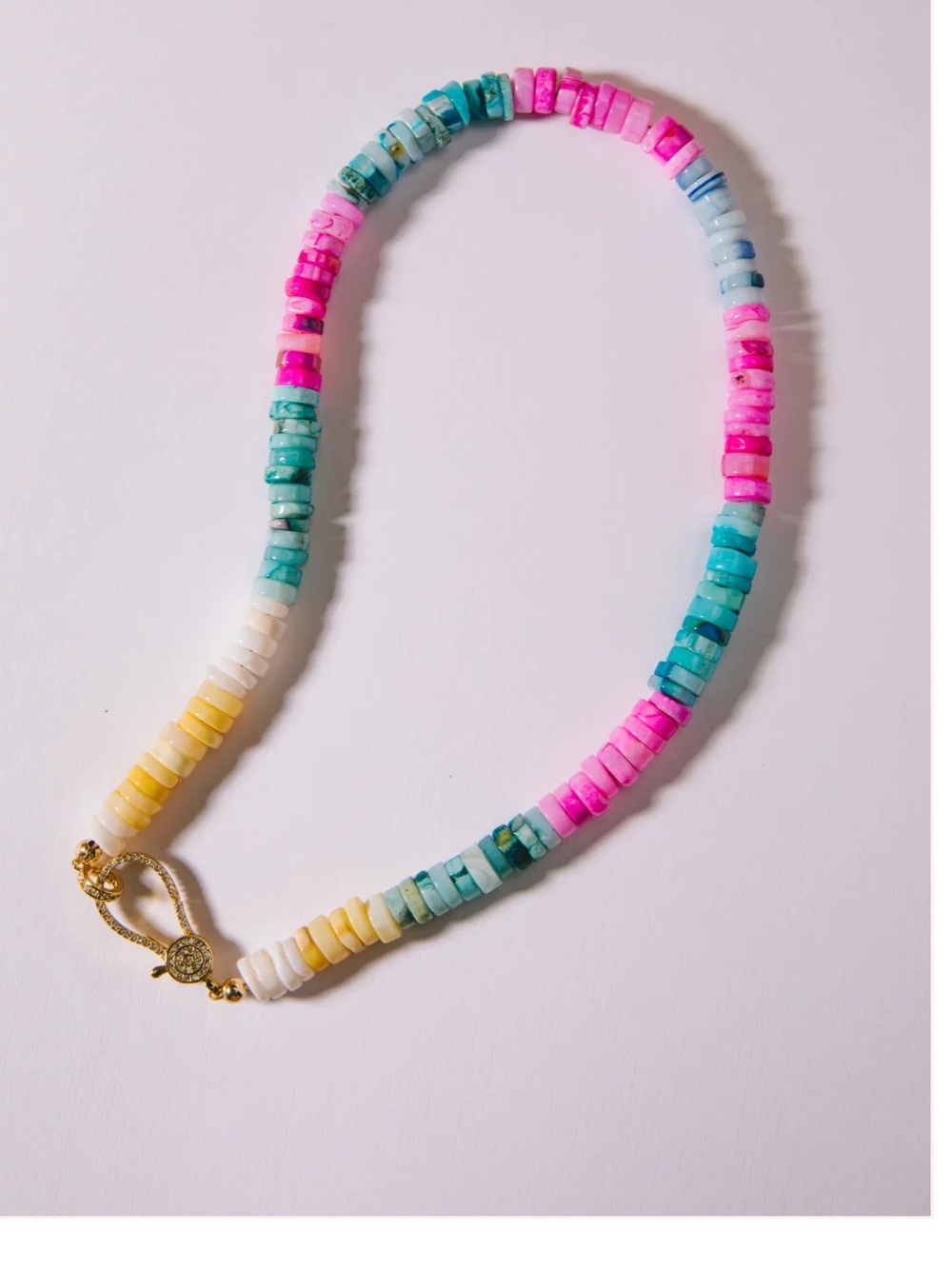 Logan Tay Pastel Multicolor Heishi Bead Necklace with Gold Clasp